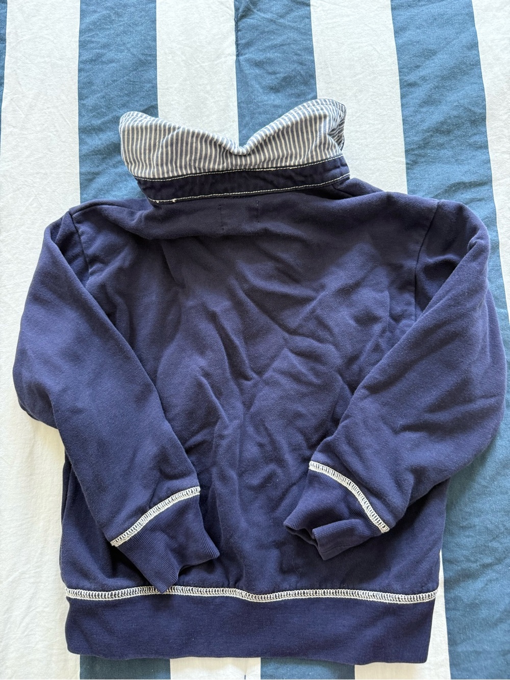 Crewcuts Navy Rugby Pullover with White Trim - Picture 3 of 3